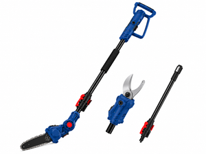 Foarfeca Electrica si Fierastrau cu Lanț 3 în 1, fără Perii (Brushless), cu Prelungitor Telescopic, Acumulator Li-Ion 48V