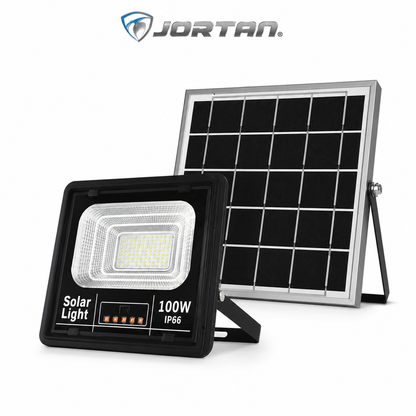 Proiector Solar LED JORTAN 100W cu Panou Solar, Telecomandă și Protecție IP66