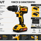Mașină de Găurit și Înșurubat cu Acumulator DASGUT 21V – 2 Acumulatori, Set Complet de Accesorii, Cutie de Transport