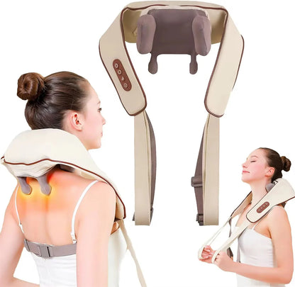 Aparat Masaj Cervical | Functie Incalzire | 3 Intensitati | Baterie 2000mAh USB-C | Gat Umeri Spate Picioare