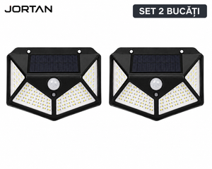 Set 2x Lampa Solara LED de Perete cu Senzor de Mișcare – 100 LED-uri