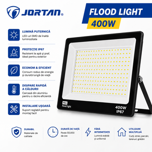 Proiector LED JORTAN Flood Light 400W IP67 – Iluminare Puternică pentru Exterior