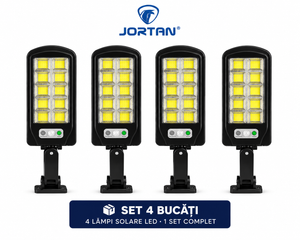 Set 4x Lampa Solara LED JORTAN cu 8 Celule LED si Senzor de Mișcar