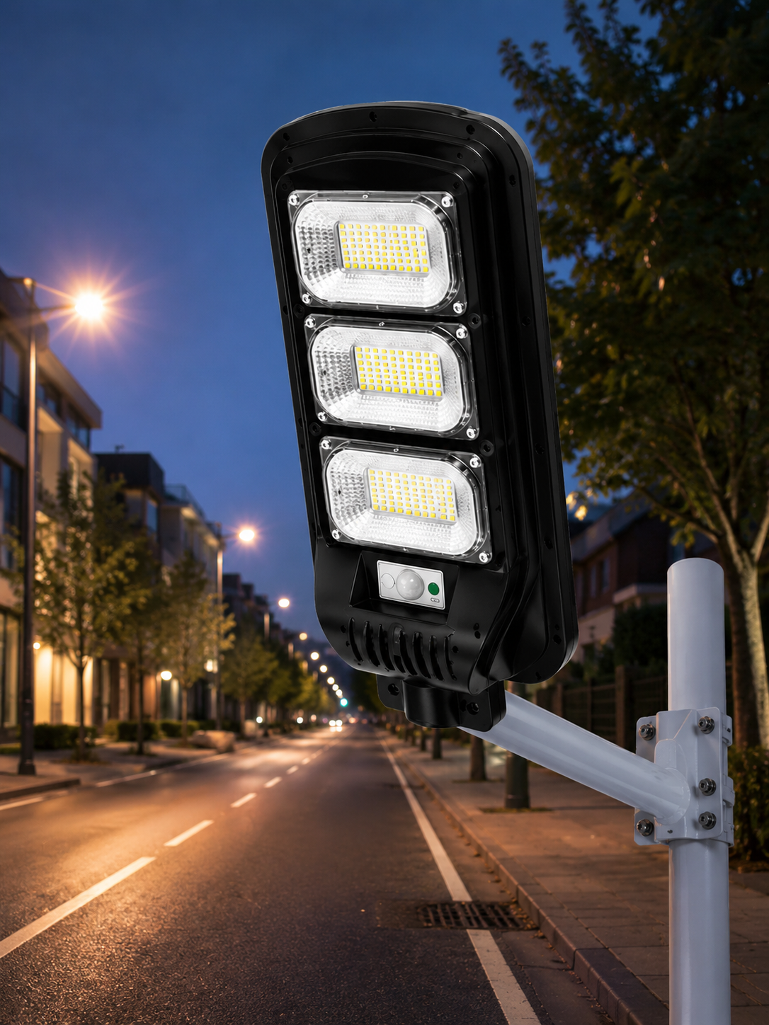 JORTAN 150W Solar Street Lamp – IP66 Waterproof Outdoor LED Light with Integrated Solar Panel & Remote Control
