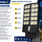 Lampa Solara Stradala 2000W JORTAN Ferrari, 24000mAh, 720 LED-uri, Senzor Miscare, Plastic Negru, Telecomanda