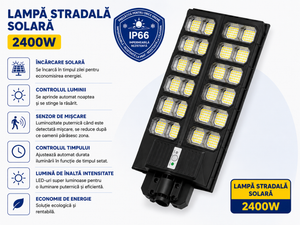 Lampa Solara LED Ferrari2400W – Iluminare Puternica, Senzor de Miscare si Telecomanda
