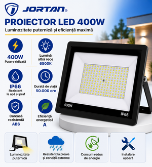 Proiector LED JORTAN 400W IP66 – Soluția Ideală pentru Iluminat Exterior