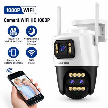Jortan-Camera Tripla JT-9999 PRO, 3 Lentile 9MP, WiFi/LAN, Vizualizare Nocturna Clara, Audio Bidirectional