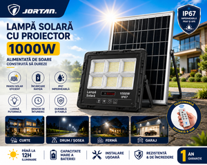 Proiector Solar LED SV 1000W cu Telecomandă și Panou Solar