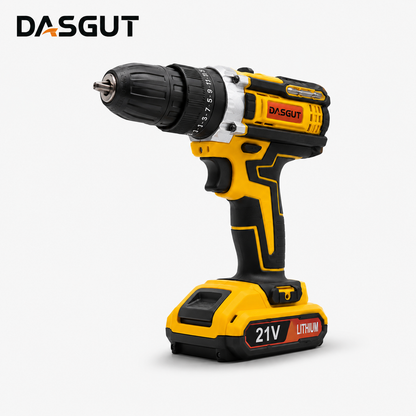 Mașină de Găurit și Înșurubat cu Acumulator DASGUT 21V – 2 Acumulatori, Set Complet de Accesorii, Cutie de Transport