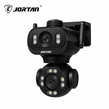 Cameră de Supraveghere WiFi JORTAN JT-9680 Dual Lens 6MP, PTZ 355°, Zoom Hibrid 8X, AI Tracking, Viziune Nocturnă Color, Audio Bidirecțional, Alarmă Inteligentă, IP66