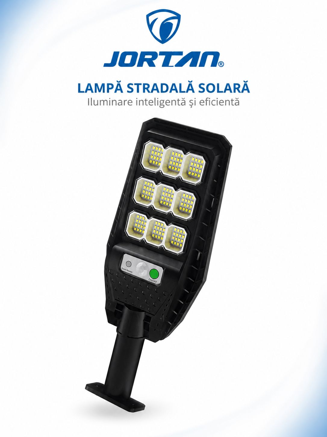 Lampa Solara LED JORTAN 300W cu 9 Celule LED și Senzor de Mișcare