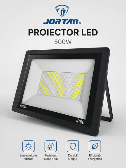 Proiector LED Profesional JORTAN 500W – Rezistent la Apă IP66