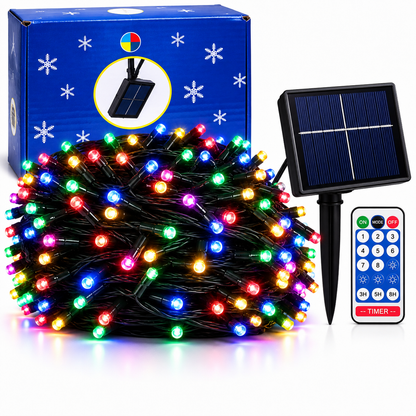 Instalație Solară LED 50M – 500 LED-uri, Lumină Multicoloră