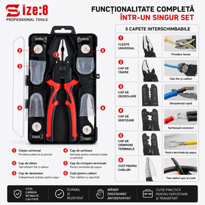 Set Clește Multifuncțional 5 în 1 cu Capete Interschimbabile
