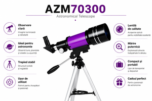 Telescop Astronomic AZM70300 – Observă Luna, Planetele și Stelele