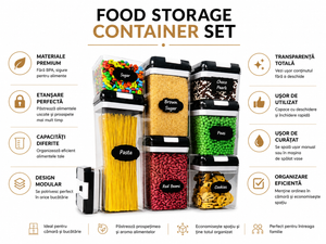 Set 7 Recipiente Ermetice pentru Depozitarea Alimentelor