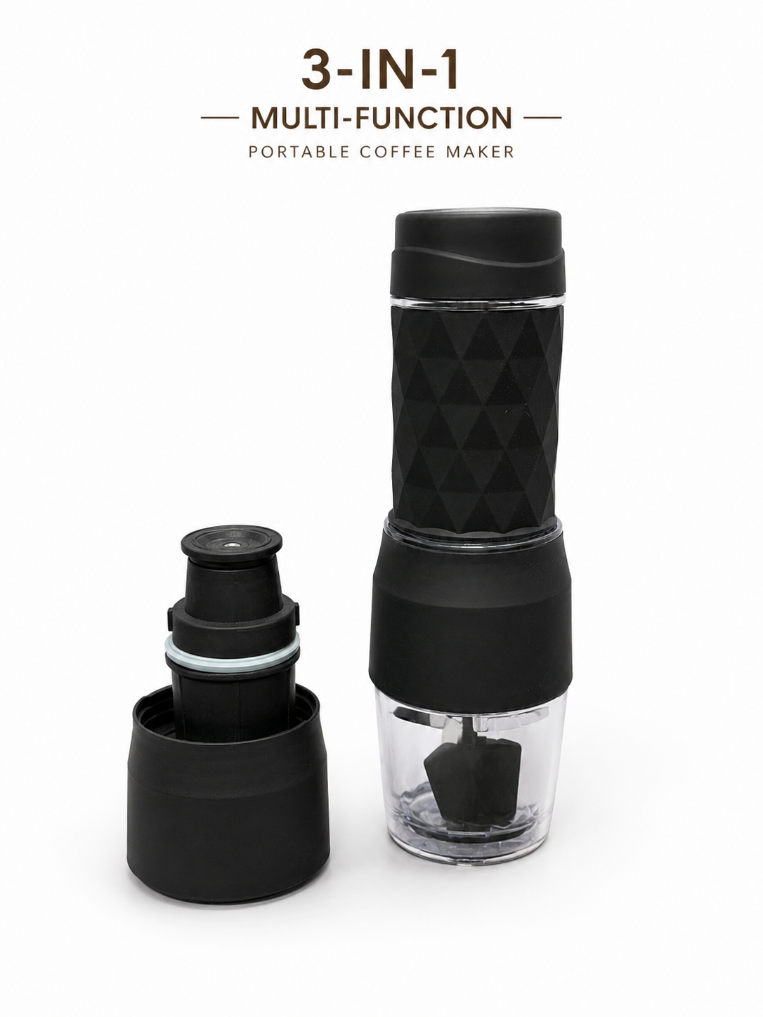 Espressor Portabil 3 în 1 – Compatibil Capsule Nespresso®, Dolce Gusto® și Cafea Măcinată