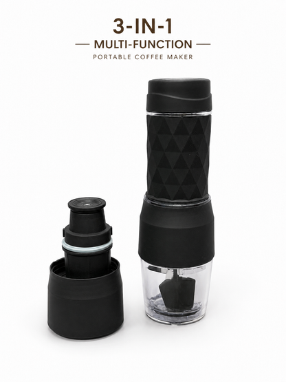 Espressor Portabil 3 în 1 – Compatibil Capsule Nespresso®, Dolce Gusto® și Cafea Măcinată