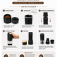 Espressor Portabil 3 în 1 – Compatibil Capsule Nespresso®, Dolce Gusto® și Cafea Măcinată