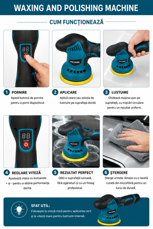 Masina de Lustruit și Ceruit cu Acumulator 12V