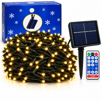 Instalație Solară LED 50M – 500 LED-uri, Lumină Galbenă