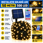 Instalație Solară LED 50M – 500 LED-uri, Lumină Galbenă