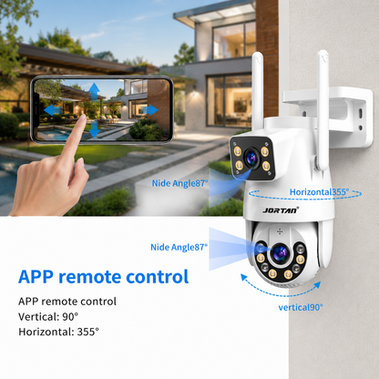 Camera Jortan Dual PTZ 9697QJ, 6MP UHD, LAN/Wireless, Color Noaptea, IP66,